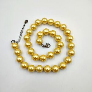 Stauer Faux Pearl Golden-yellow Necklace Sterling Silver 925 Clasp 20"